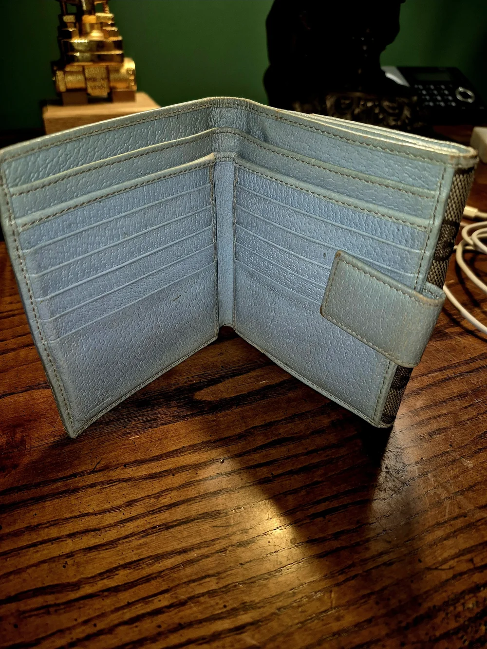 Gucci GG Brown Blue Canvas Bi Fold "Project" Wallet - Picture 3 of 13